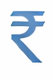 blue rupee symbol on white background